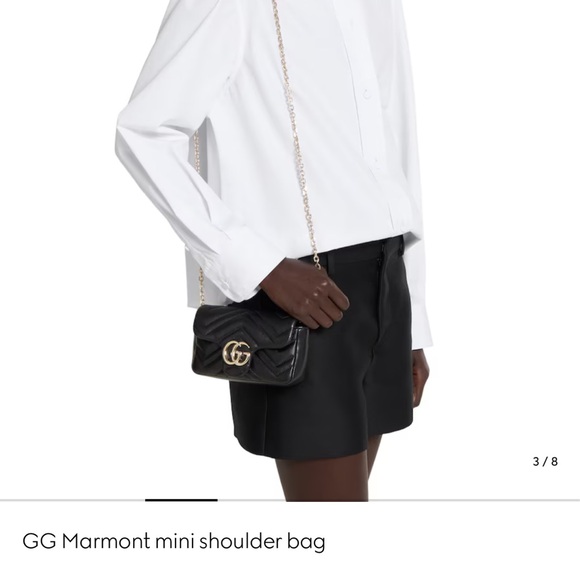 Gucci Handbags - Gucci Black Mini GG Marmont Shoulder Bag
